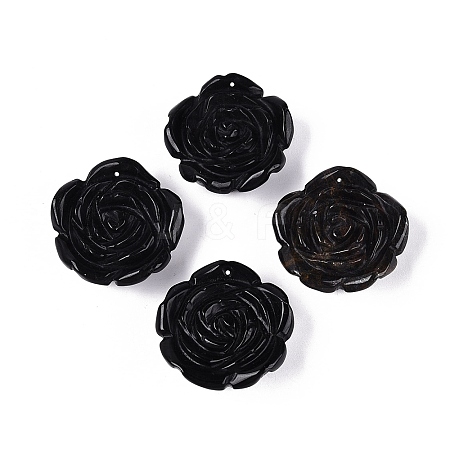 Natural Obsidian Carved Pendants G-Q601-39-1