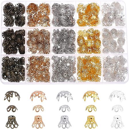 875Pcs 3 Style Tibetan Style Multi-Petal Iron Bead Caps IFIN-FH0001-60-1