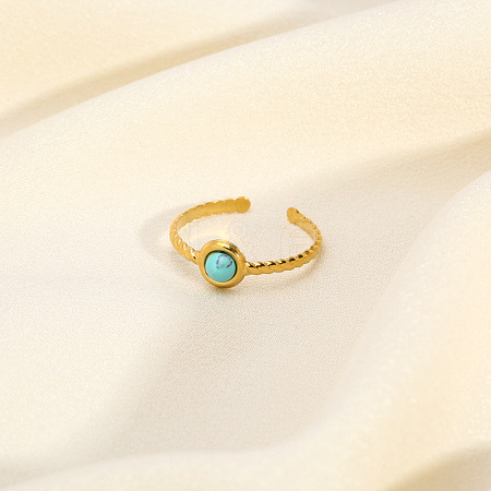 Round Synthetic Turquoise Ring RE0244-1-1