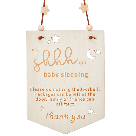 Baby Sleeping Do Not Disturb Wood Door Hanging Decorations DIY-WH20002-82C-1