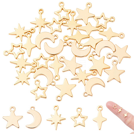 40Pcs 5 Styles Brass Pendants KK-BBC0028-62-1