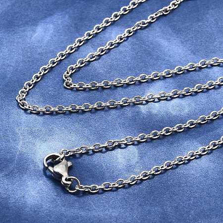 Tarnish Resistant Classic Plain 304 Stainless Steel Mens Womens Cable Chain Necklace Making STAS-P045-01P-1