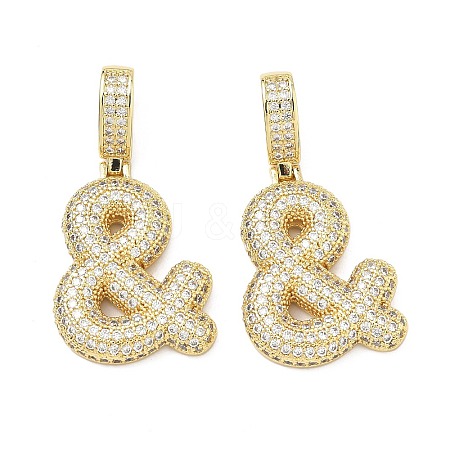 Brass Micro Pave Cubic Zirconia Pendants KK-P345-17G-04-1