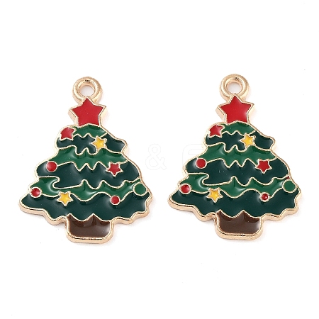 Christmas Theme Barrel Plating Alloy Enamel Pendants PALLOY-S192-01KCG-02-1