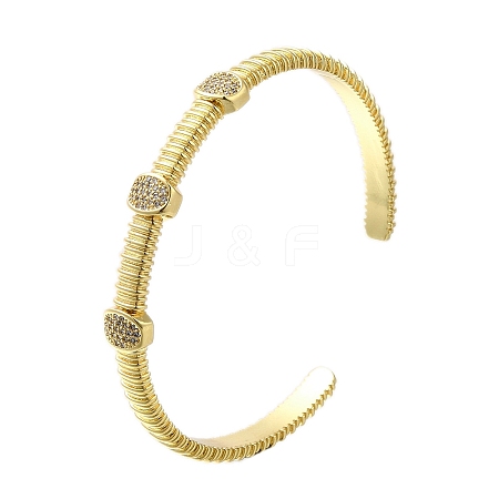 Rack Plating Brass Micro Pave Cubic Zirconia Cuff Bangles BJEW-P336-12G-1