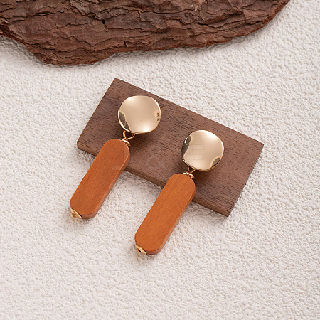Wood & Iron Dangle Stud Earrings WGBF754-05-1