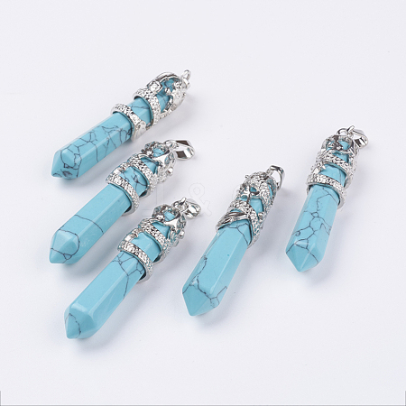 Synthetic Turquoise Big Pointed Pendants G-G738-A-10-1