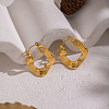 Vintage Style Textured Wavy 304 Stainless Steel Hoop Earrings CM5039-2