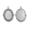 Tibetan Style Antique Silver Alloy Flat Oval Pendant Cabochon Settings TIBEP-M022-19AS-2