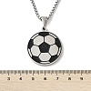 304 Stainless Steel Black Enamel Football Pendant Box Chain Necklaces NJEW-H055-05P-5