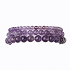 3Pcs Round Natural Amethyst Beads Stretch Bracelets Sets for Women BJEW-JB10960-1