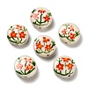 Flower Theme Printed Handmade Porcelain Beads X1-LAMP-D303-06C-03-1