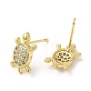 Rack Plating Brass Tortoise Stud Earrings with Cubic Zirconia EJEW-D061-43G-2