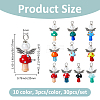 30Pcs 10 Colors Handmade Lampwork Beads with Glass Pearl Round Bead Pendants PALLOY-FH00165-2
