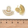 Fan-Shaped Brass & Clear Cubic Zirconia Stud Earrings for Women KK-CBA36A2-13G-5