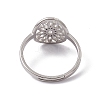 Non-Tarnish 201 Stainless Steel Flower Adjustable Ring for Women RJEW-C045-01P-3