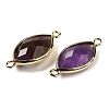 Natural Amethyst Faceted Connector Charms G-K347-03G-05-2