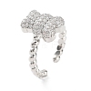 Bear Rack Plating Brass Micro Pave Clear Cubic Zirconia Open Rings RJEW-D020-03P-1