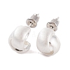 Cross Drawbench Brass Half Hoop Stud Earrings for Women EJEW-G391-11S-2