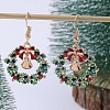 Christmas Wreath & Bell Alloy Rhinestone Pendant Necklaces & Dangle Earrings & Charm Bracelets & Brooch Sets WG06691-09-4