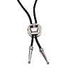 Engraved Flat Round Laria Necklace for Men Women NJEW-WH0011-15AS-3