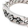 304 Stainless Steel Rectangle with Skull Link Bracelet with Curb Chains for Men Women BJEW-E009-24P-2