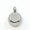 Trendy Original Color 304 Stainless Steel Grade A Rhinestone Flat Round Charm Pendants RB-M030-06E-3