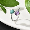 Natural Amethyst & Amazonite Finger Rings RJEW-A068-03P-02-2