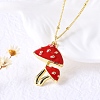 Brass FireBrick Enamel Pendant Necklaces for Women NJEW-U042-01B-G-1