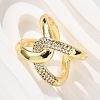 Brass Micro Pave Clear Cubic Zirconia Cuff Rings RJEW-C120-23G-3