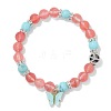 Natual Watermelon Stone Glass Beads Stretch Bracelets for Women CR9776-4-1