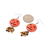 Synthetic Turquoise Pumpkin Dangle Earrings with Seed Beaded EJEW-TA00237-2