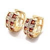 Brass with Chocolate Cubic Zirconia Thick Hoop Earrings EJEW-B035-32KCG-1