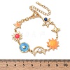 304 Stainless Steel Enamel Colorful Star Sun Moon Link Chain Bracelets for Women SA-CBA7107-06G-5
