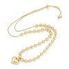 Adjustable Brass Heart Pendant Ball Chain Slider Necklaces for Women NJEW-U015-02G-2