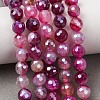 Electroplated Natural Agate Beads Strands G-B191-A07-6mm-06-1