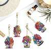 6Pcs Tree DIY Diamond Painting Keychain Kit PW-WG16602-01-3