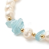 Natural Aquamarine Chip Beaded Bracelet BJEW-TA00032-04-5