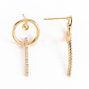 Brass Micro Pave Clear Cubic Zirconia Stud Earring Findings KK-S356-349-NF-3