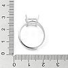 Rectangle Adjustable 925 Sterling Silver Ring Components STER-G042-08P-4