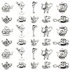 100pcs 10 Styles Coffee Cup & Teapot Tibetan Style Alloy Pendants TIBEP-CJ0002-44-1