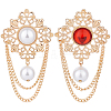 2Pcs 2 Colors Flower ABS Plastic Imitation Pearl Brooches JEWB-CP0001-57-1