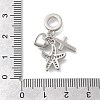Brass Micro Pave Clear Cubic Zirconia European Dangle Charms KK-D431-033E-P-3