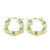 Ion Plating(IP) 304 Stainless Steel Hexagon Hoop Earrings with Enamel for Women EJEW-G293-17B-G-1