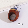Flat Round Wood & Resin & Natural Sodalite Finger Rings FS-WG75D49-04-2