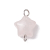 Natural Rose Quartz Connector Charms PALLOY-JF02734-02-1