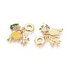Brass Micro Pave Colorful Cubic Zirconia and Enamel European Dangle Charms KK-T079-78G-2