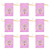 Flower Thank You Polyester Satin Storage Drawstring Bags ABAG-TAC0005-09A-2