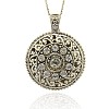 Antique Silver Plated Alloy Rhinestone Big Pendants ALRI-J108-01AS-1