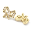 Bowknot Rack Plating Brass Cubic Zirconia Stud Earrings for Women EJEW-K245-07G-2